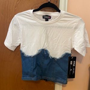 Denim T-Shirt Crop Top